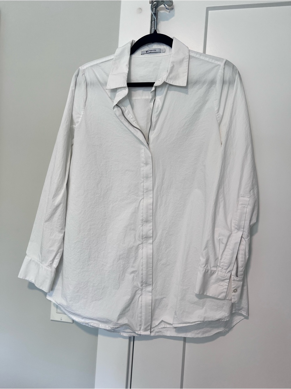 T by Alexander Wang White Zipper-Down Long Sleeve Shirt
